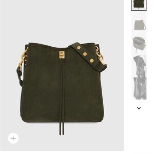 Rebecca Minkoff Elegant Olive Green Suede Shoulder Bag
